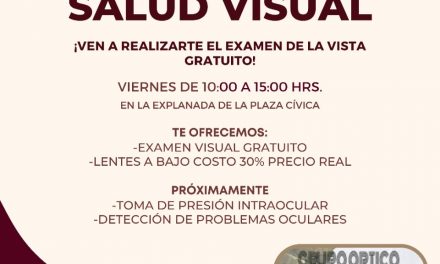 Próximo viernes se realizará una Jornada de Salud Visual, en la Plaza Cívica