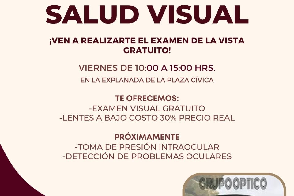 Próximo viernes se realizará una Jornada de Salud Visual, en la Plaza Cívica