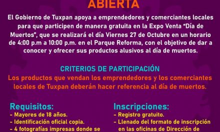 Invitan al comercio local y a emprendedores a participar en la Expo Promover Tuxpan 2023, edición “Día de Muertos”