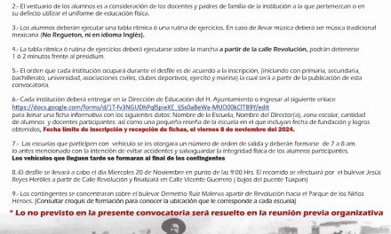Lanzan convocatoria para desfile por el 114 aniversario del Inicio de la Revolución Mexicana