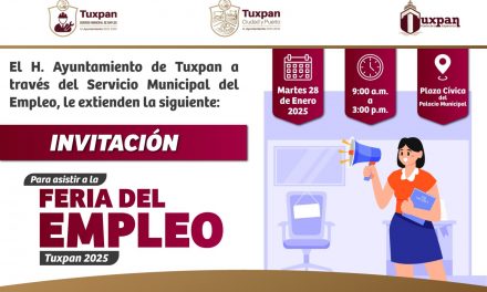El martes 28 de enero se realizará la Feria del Empleo Tuxpan 2025