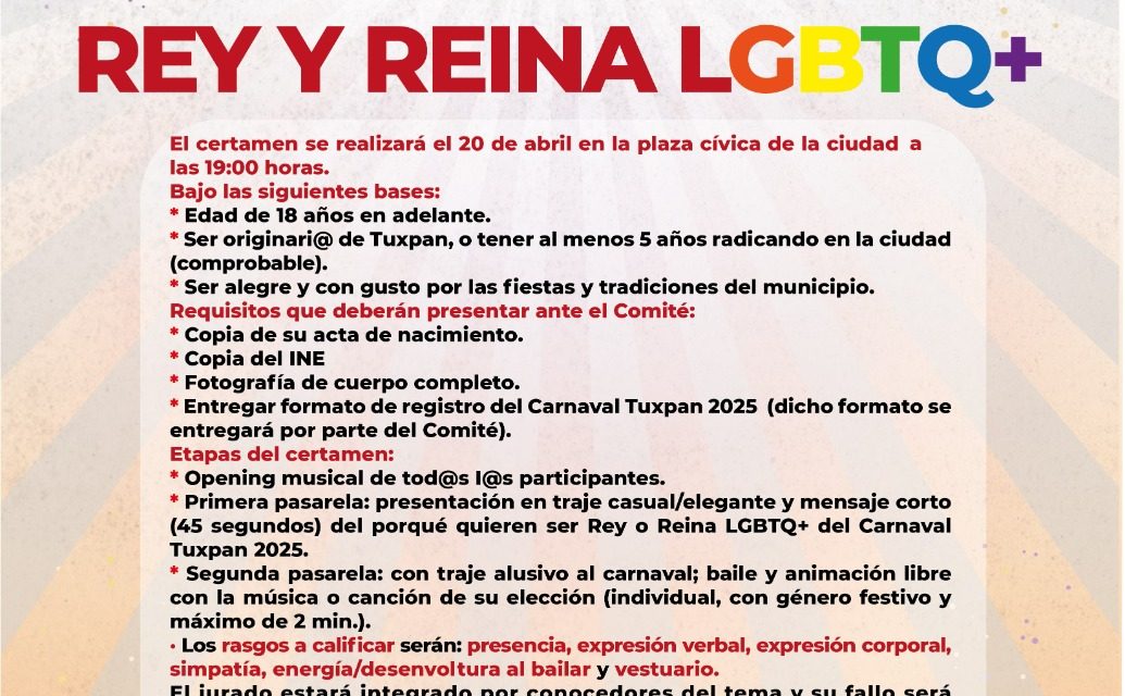 Lanzan convocatorias para formar parte de la Corte Real y para el Concurso de Comparsas del Carnaval Tuxpan 2025