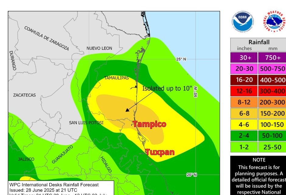Tuxpan toma medidas preventivas y permanece en alerta por la Depresión Tropical 2