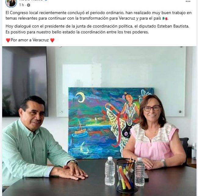 Esteban Bautista y Rocío Nahle reafirman compromiso de trabajar en unidad para los veracruzanos