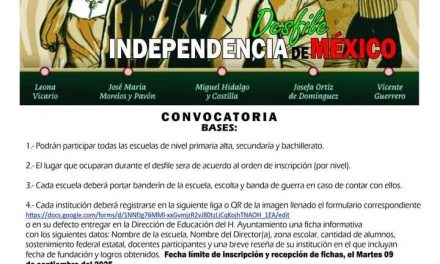 Lanzan la Convocatoria Dirección de Educación para el desfile del Grito de Independencia