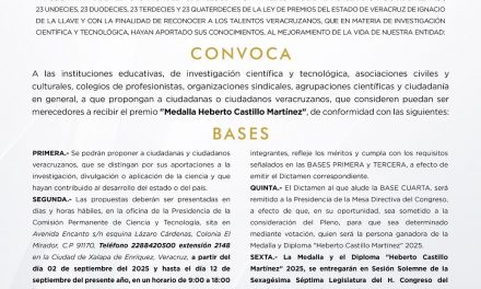 Emite Comisión de Ciencia y Tecnología convocatoria para medalla Heberto Castillo