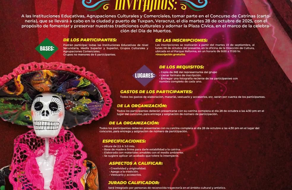 La Dirección de Cultura lanza convocatoria para el Concurso de Figura de Catrinas (cartonería)