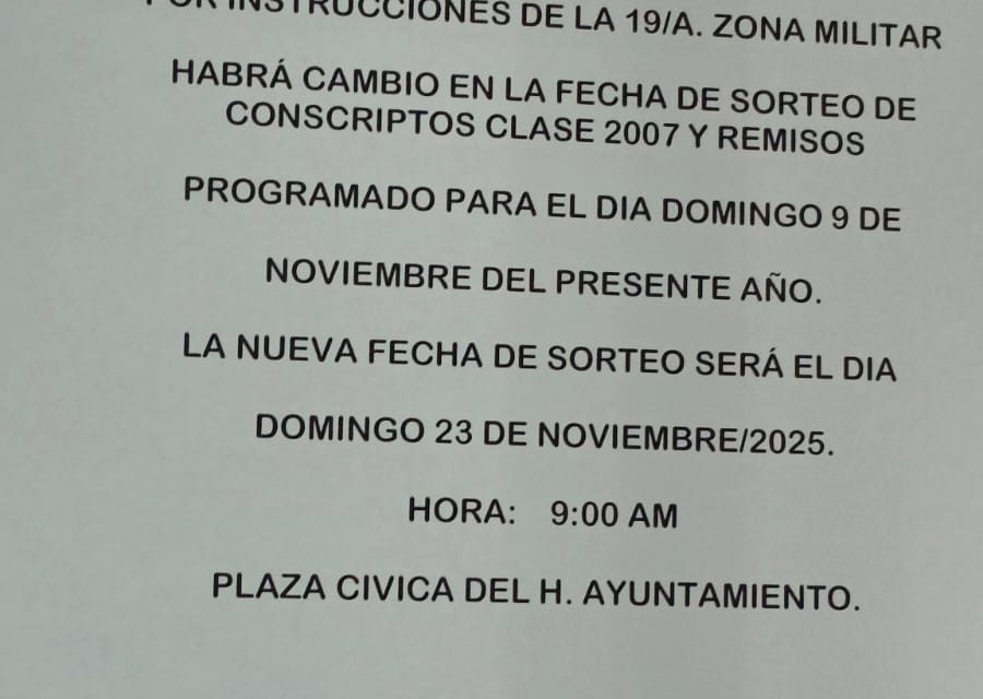 Cambian fecha para sorteo será el 23 Noviembre