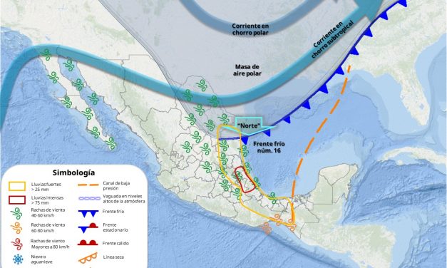 Gobierno de Tuxpan recomienda precaución por las lluvias y evento de “Norte” por el paso del Frente Frío 16, desde este miércoles hasta el viernes.