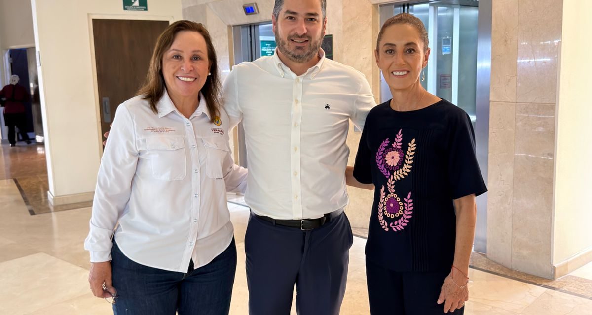 Daniel Cortina recibe a la presidenta Claudia Sheinbaum y a la gobernadora Rocío Nahle en Tuxpan