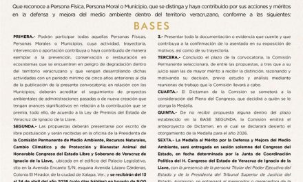 Emite Comisión convocatoria para entrega del Premio al Mérito Ambiental 2026