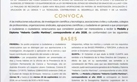 Abierta, la Convocatoria para otorgar la Medalla “Heberto Castillo Martínez” 2026